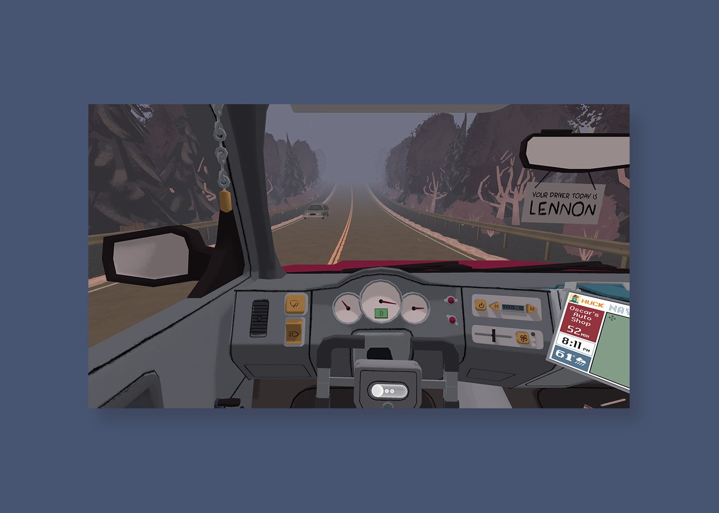 Untethered VR gameplay driving in truck