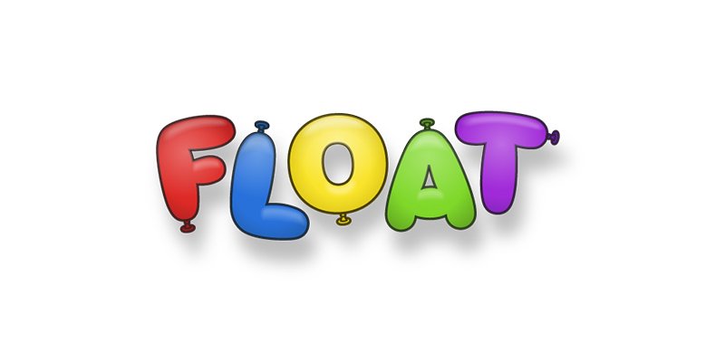 Float game logo made out of letter shaped balloons