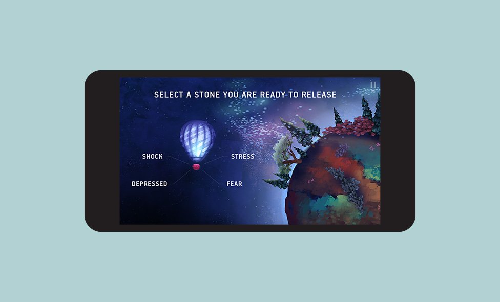 Galaxies of Hope gameplay with hot air balloon circling planet