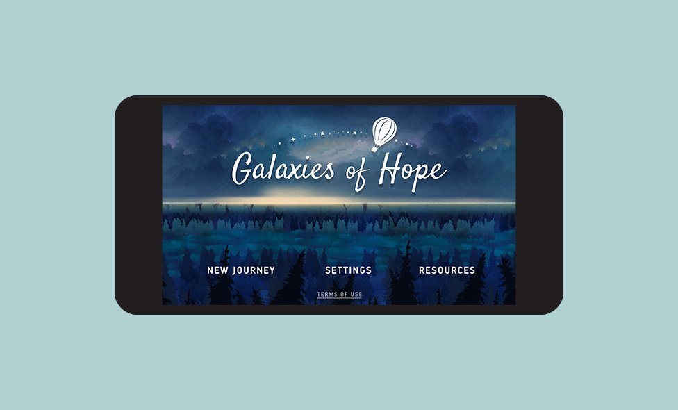 Galaxies of Hope title screen on mobile device