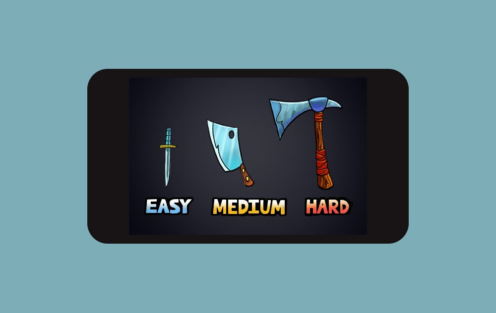 Knife Toss difficulty select screen on mobile device