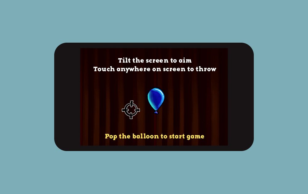Knife Toss tutorial screen teaching players to tilt the device to aim and touch to throw