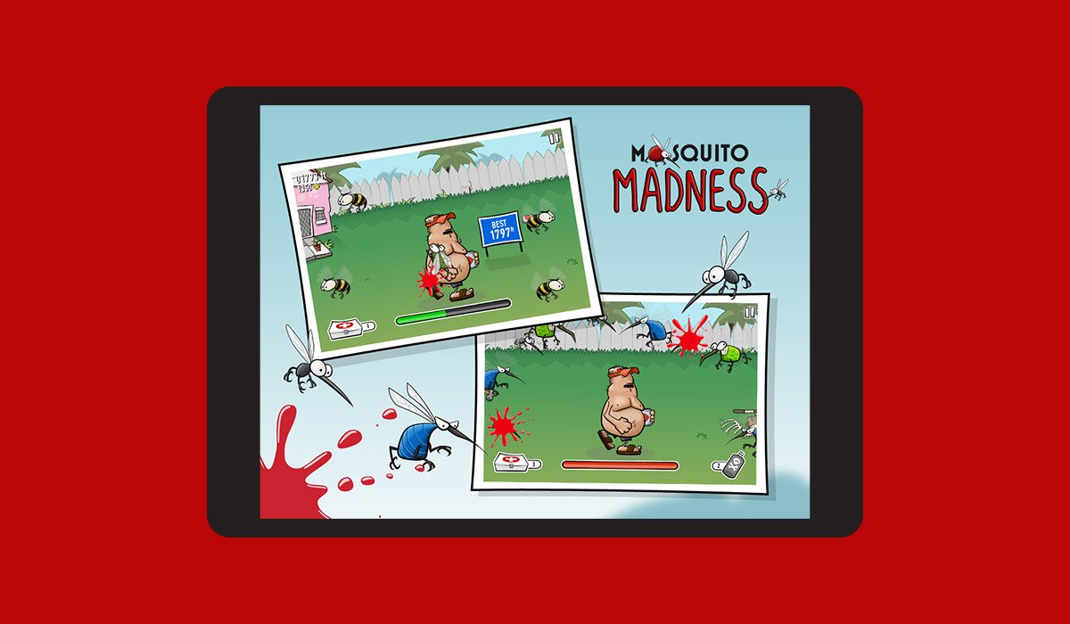 Mosquito Madness mobile game on device showing gameplay