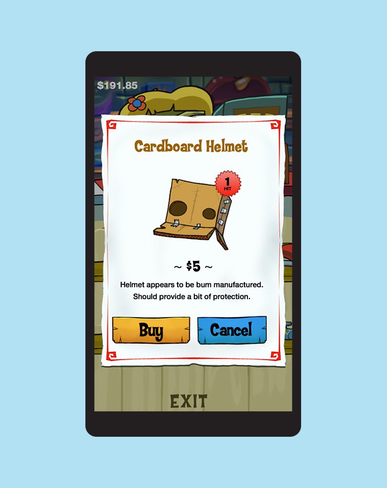 Zombies Ala Mode store screen with cardboard helmet item